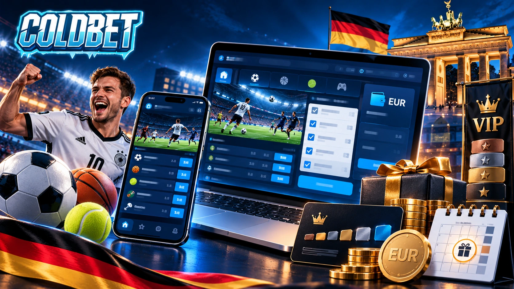 ColdBet Sportwetten mobil mit Fußball, Wettoptionen, App und VIP-Vorteilen